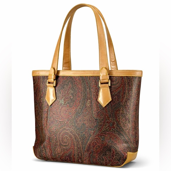 Etro Handbags - ETRO Paisley Coated Canvas Tote Bag – Leather Trim – Made in Italy